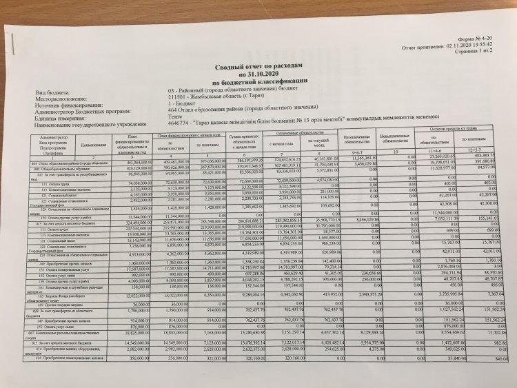 сводный отчет по росходом по 31,10,2020