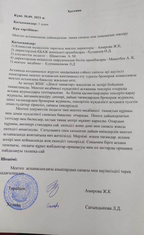 бракераж отырысының хаттамасы