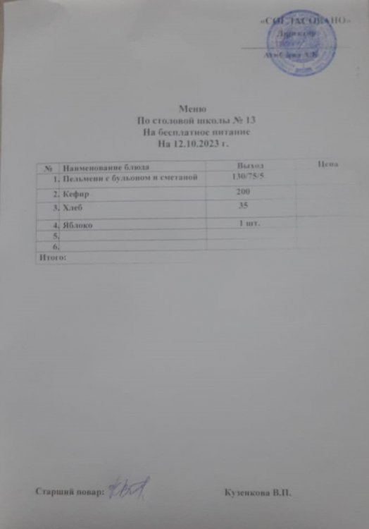 қазанның 12 күнгі ас мәзірі