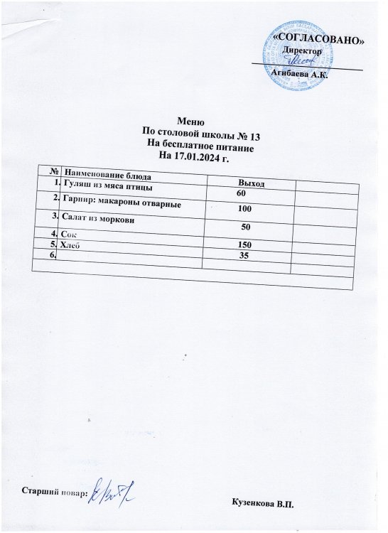 Ас мәзірі 17.01.24