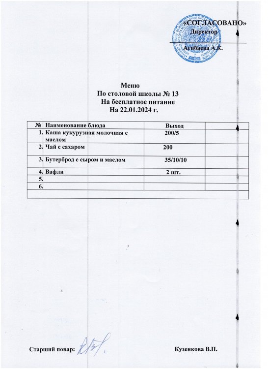 Ас мәзірі 22.01.24